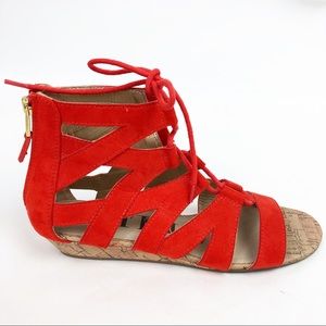 Sam & Libby Sandals Gladiator Caged Lace Up Wedge